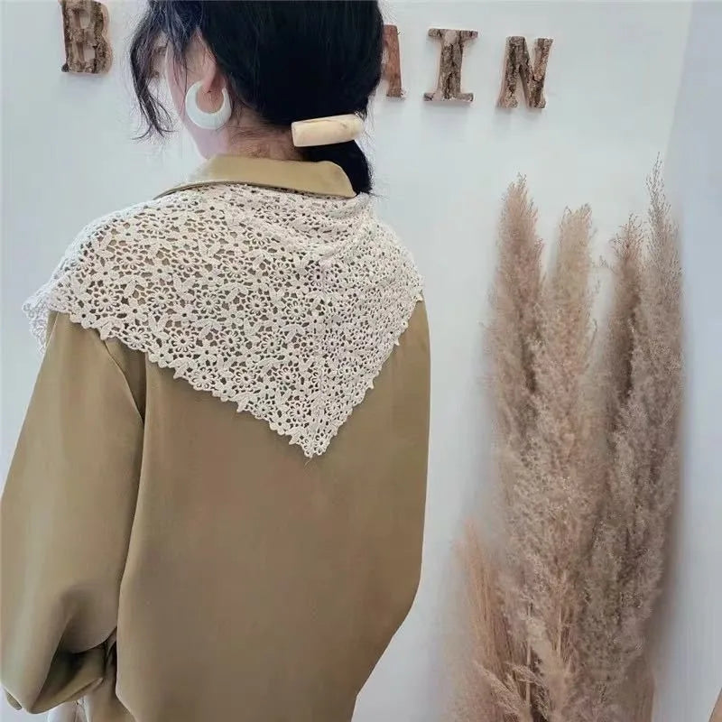 Lace Knitted Crochet Hollow Fake Collar For Women Detachable Shawl Accessory