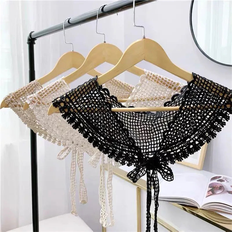 Faux Col Amovible en Dentelle au Crochet pour Femme, Accessoire Châle