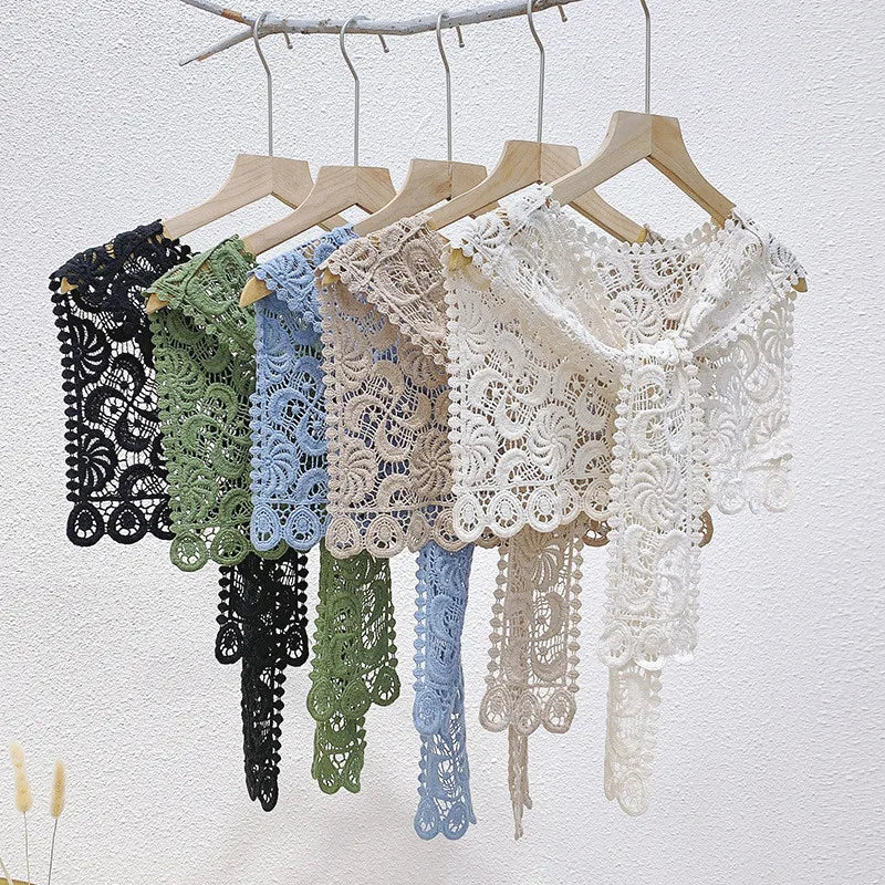 Lace Knitted Crochet Hollow Fake Collar For Women Detachable Shawl Accessory