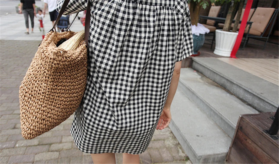 Womens Handbag Rattan Woven Straw Shoulder Bag Large Capacity Summer Beach Bag