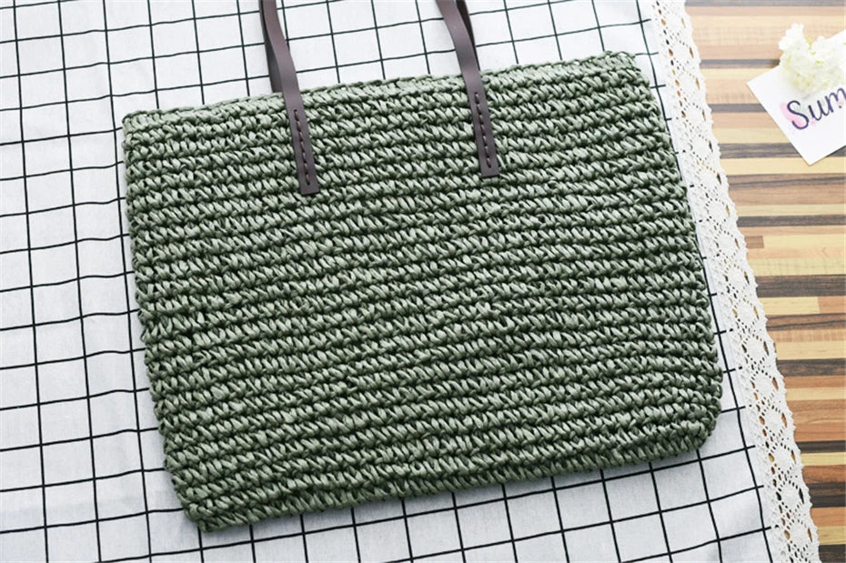 Womens Handbag Rattan Woven Straw Shoulder Bag Large Capacity Summer Beach Bag