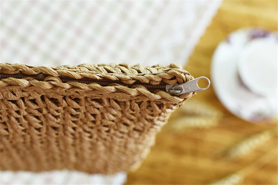 Womens Handbag Rattan Woven Straw Shoulder Bag Large Capacity Summer Beach Bag