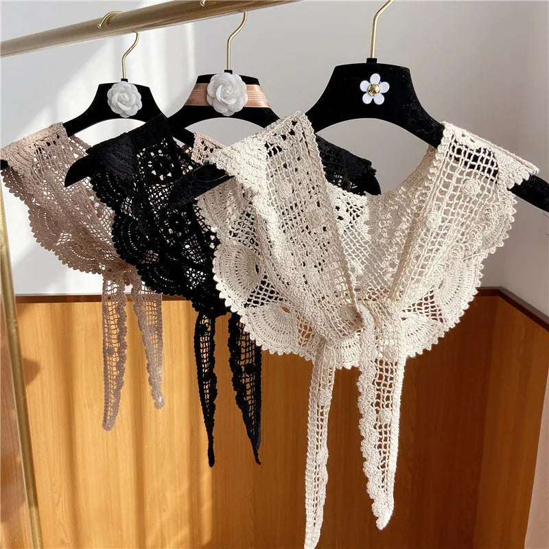 Faux Col Amovible en Dentelle au Crochet pour Femme, Accessoire Châle