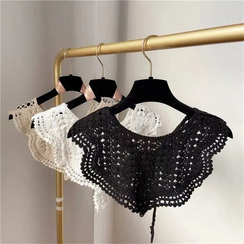 Faux Col Amovible en Dentelle au Crochet pour Femme, Accessoire Châle