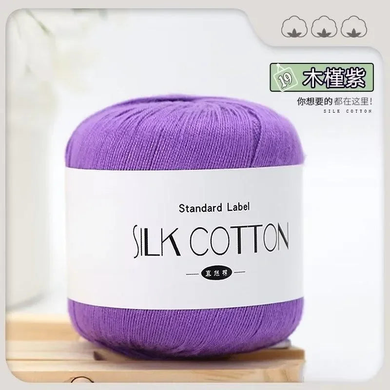 50g Fil à Crochet en Coton Soie Dentelle pour Tricots Bébé Doux Chaud Point de Croix
