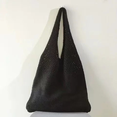 Sac fourre-tout en laine tricoté personnalisé pour femme avec nom brodé, sac de courses