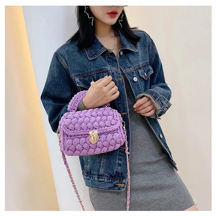 DIY Knitted Handbag Rope Woven Ladies Designer Chain Shoulder Messenger Bag