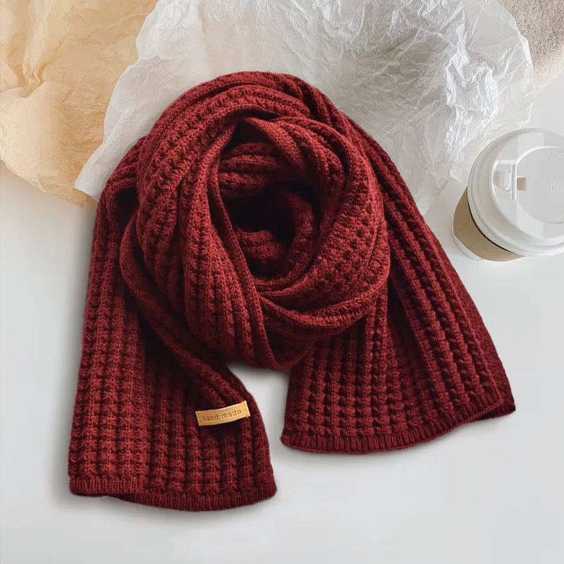 Woolen Knitting Scarf Thick Windproof Thermal Long Shawl Winter Warm For Women