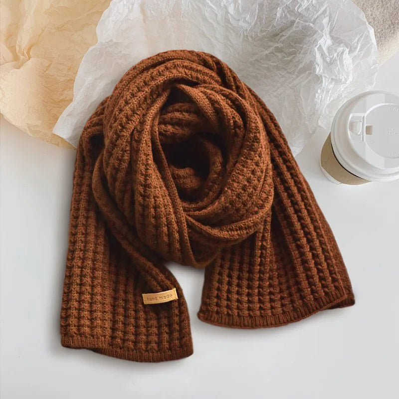 Woolen Knitting Scarf Thick Windproof Thermal Long Shawl Winter Warm For Women