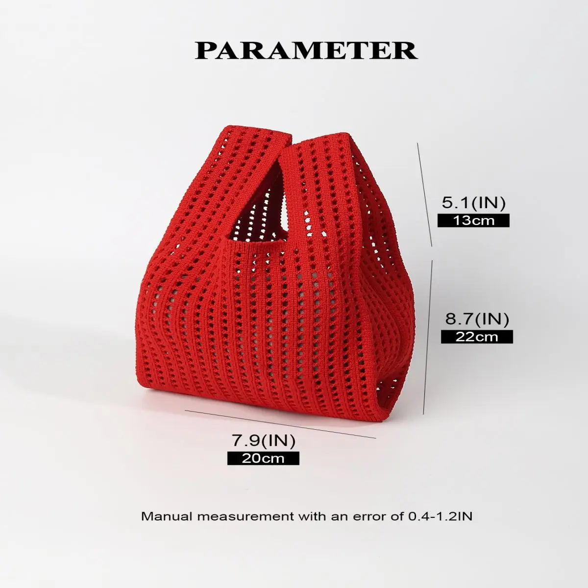 Handmade Knit Handbag Women Mini Shoulder Bag Casual Plaid Stripe Tote