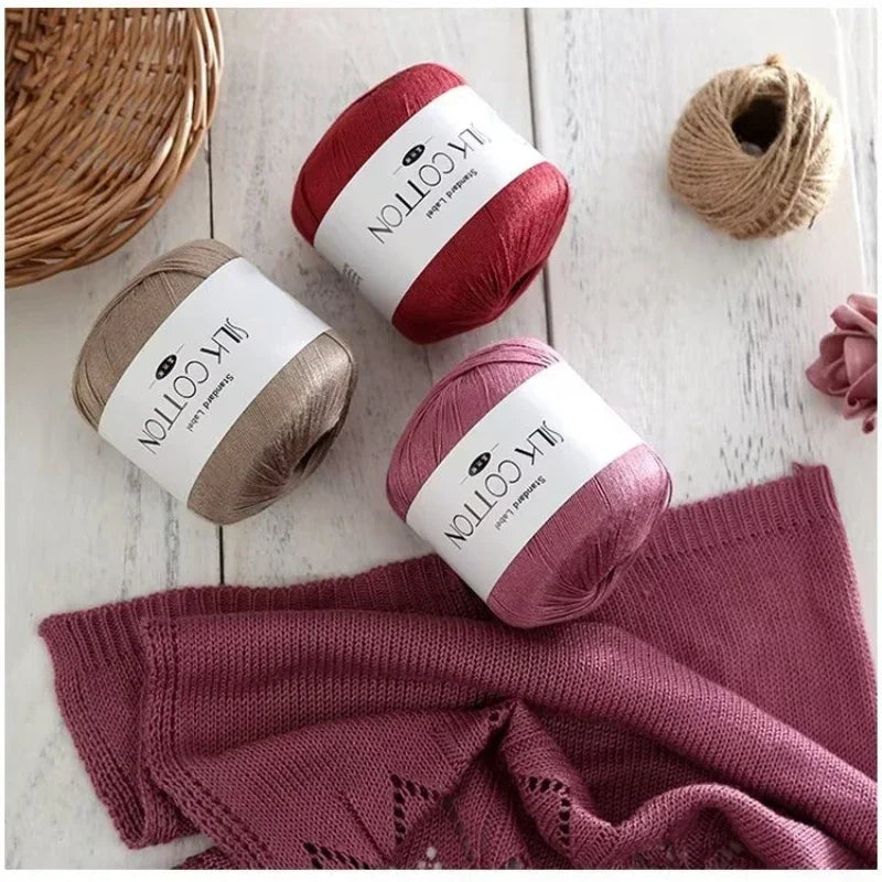 50g Silk Lace Cotton Crochet Yarn For Baby Knits Warm Soft Worsted Cross Stitch