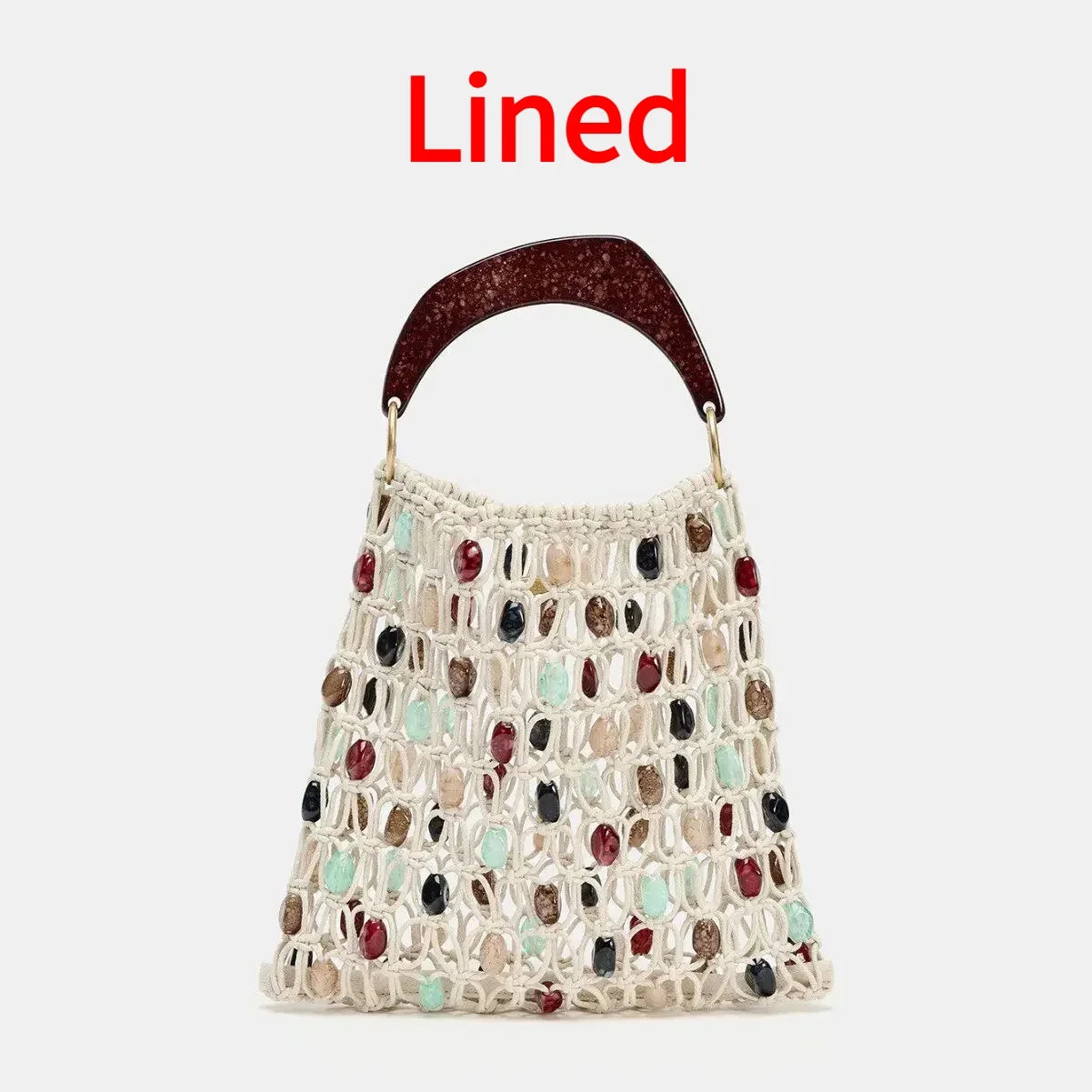 Sac Bohème en Corde au Crochet pour Femme, Sac de Plage Perlé, Sac à Bandoulière Tressé à la Main