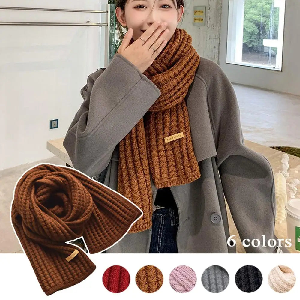 Woolen Knitting Scarf Thick Windproof Thermal Long Shawl Winter Warm For Women