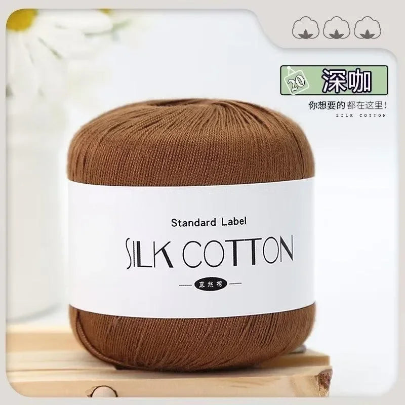 50g Fil à Crochet en Coton Soie Dentelle pour Tricots Bébé Doux Chaud Point de Croix