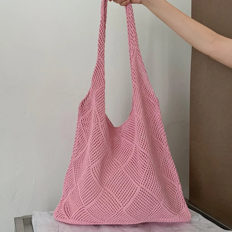 Nouveau sac fourre-tout tricoté de grande capacité pour femmes, porté à la main ou à l'épaule, pour le shopping