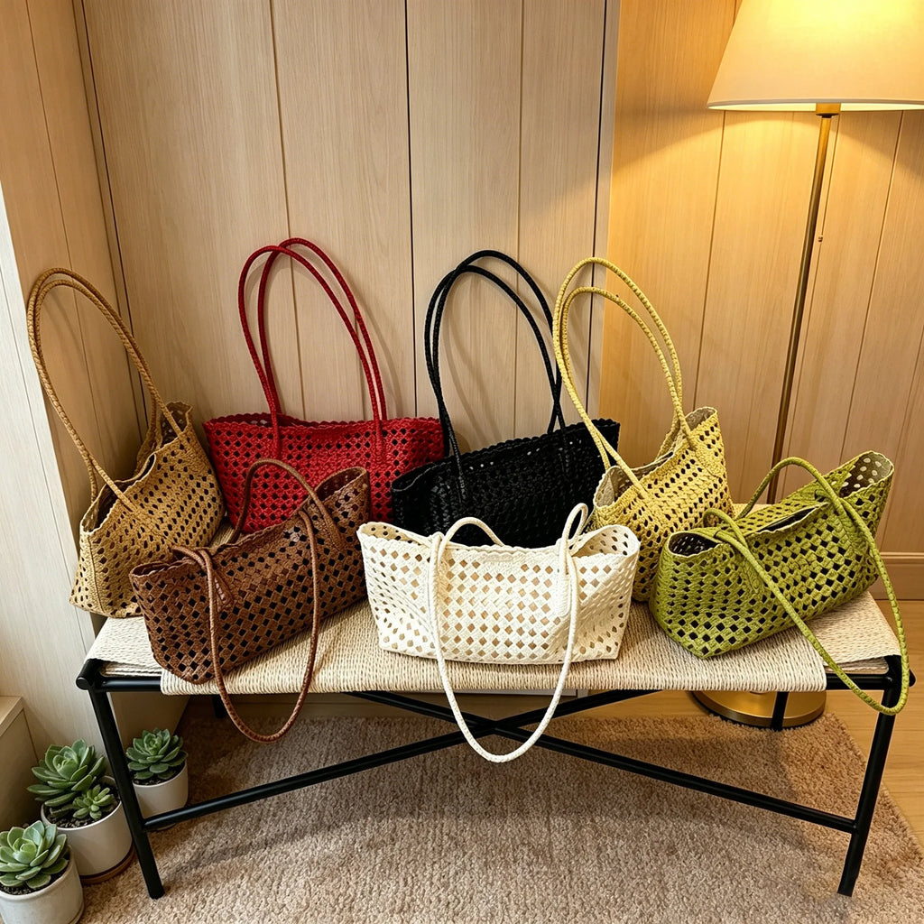 Elegant 2026 Vacation Basket Bag Hollow Out Shoulder Tote Handbag Unisex
