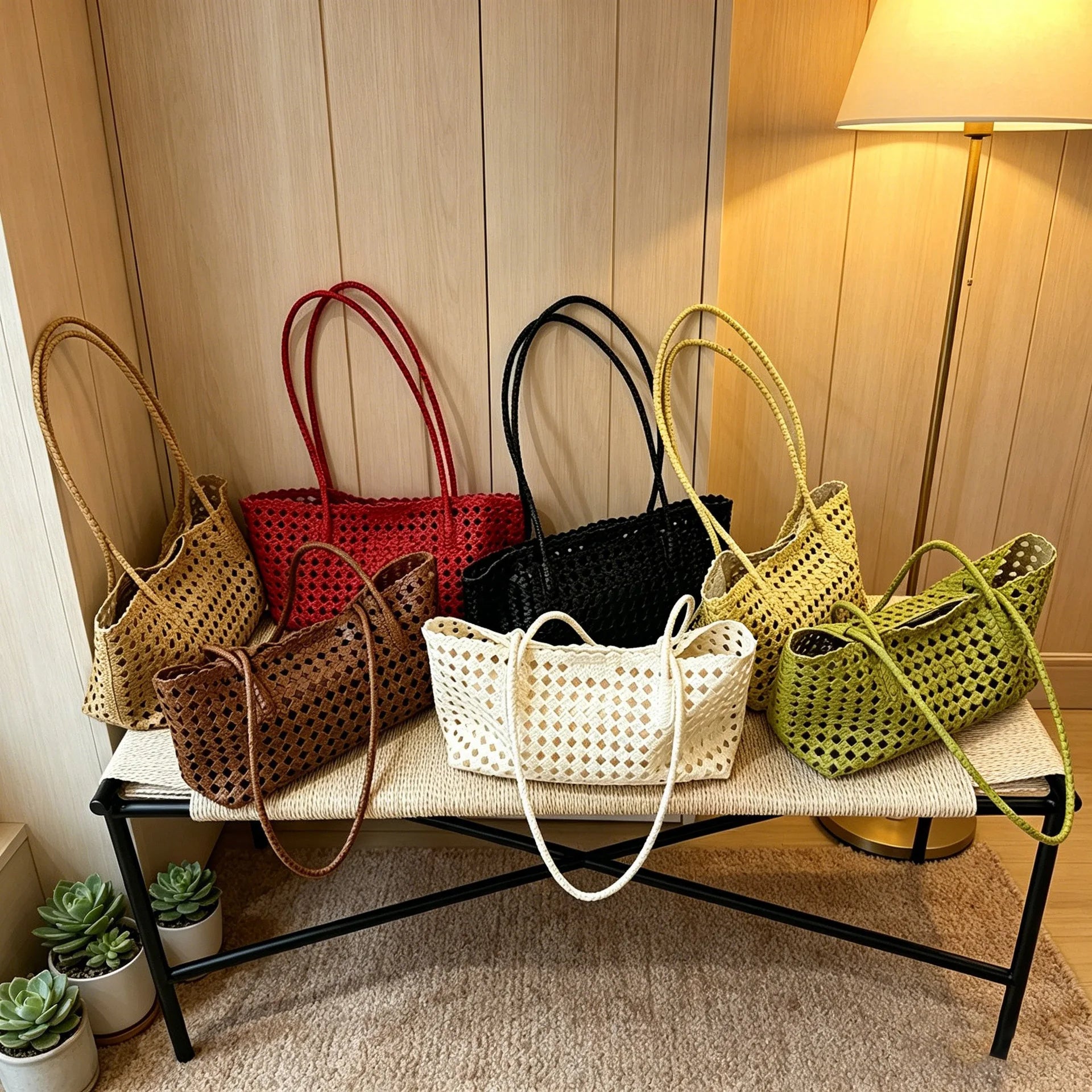 Elegant 2026 Vacation Basket Bag Hollow Out Shoulder Tote Handbag Unisex