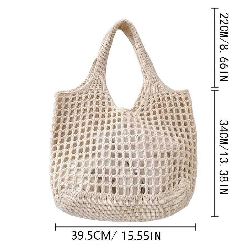 Fashion Crochet Bags For Women Summer Beach Tote Raffia Straw Handbag Boho