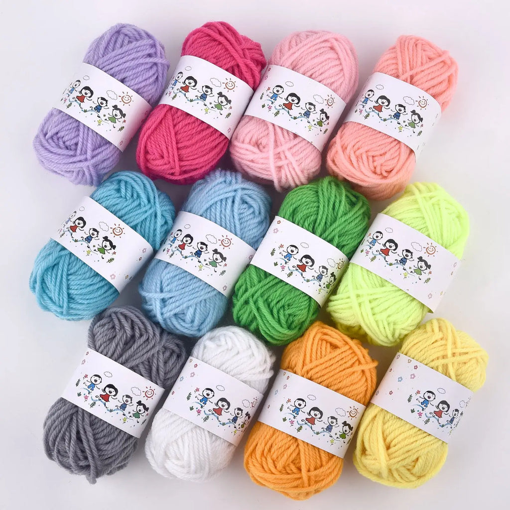 12 Color Acrylic Yarn Set For Knitting Crochet Kids Crafting