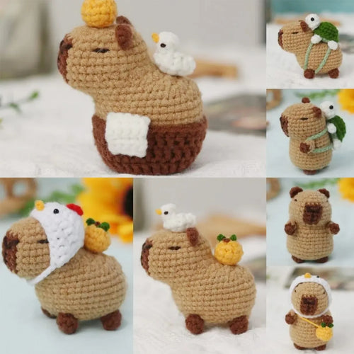 Kit de Crochet Capybara pour Débutants, Ensemble de Crochet Animal Mignon, Cadeau de Noël