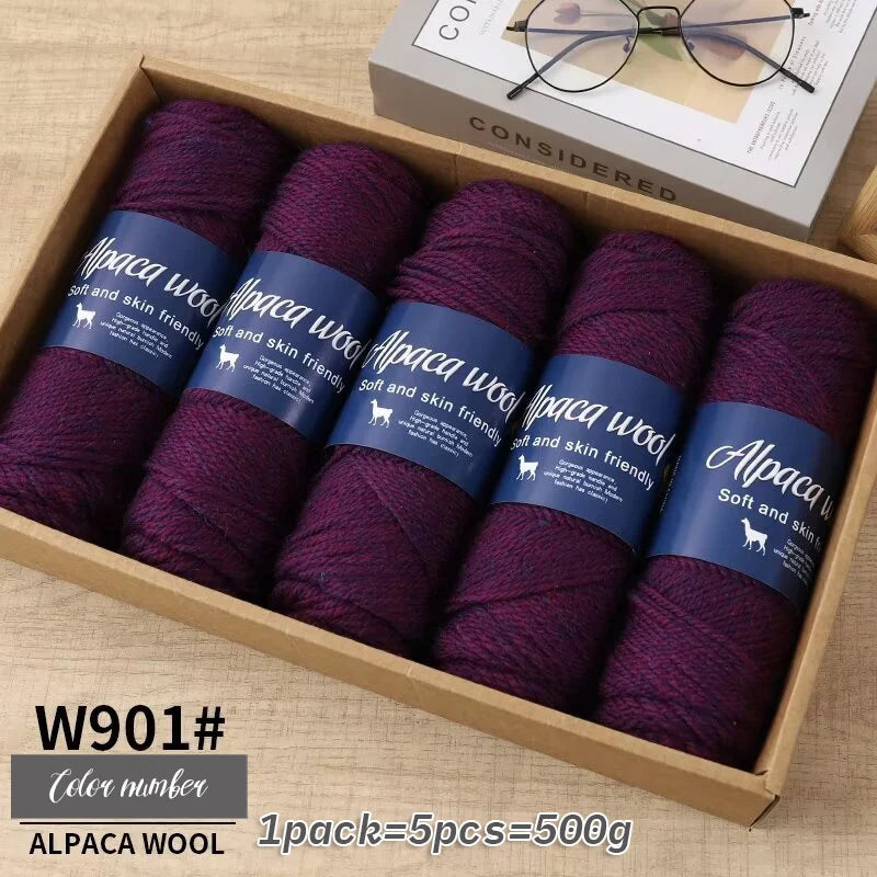 Fil de laine d'alpaga brut 500g avec mélange de polyester pour pulls chauds