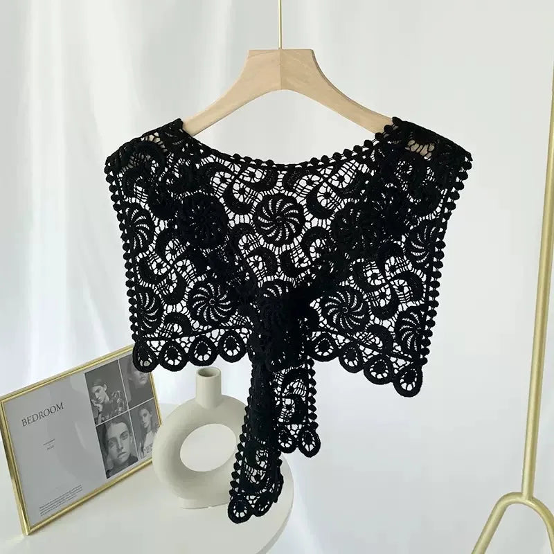 Faux Col Amovible en Dentelle au Crochet pour Femme, Accessoire Châle