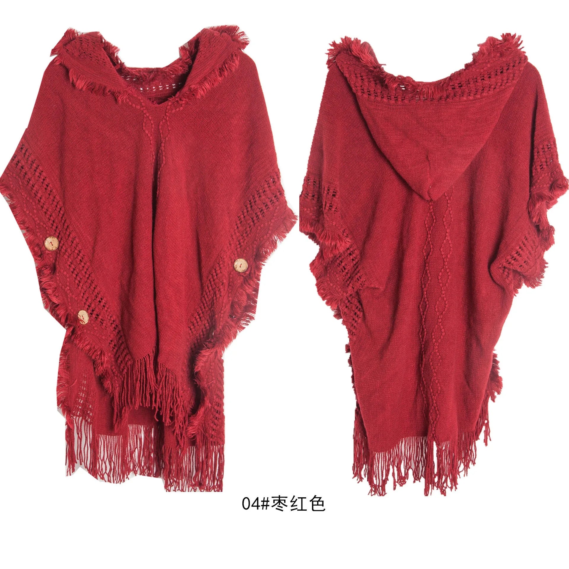 Cape à capuche au crochet, poncho, châle, tricot bohème chic pour femme