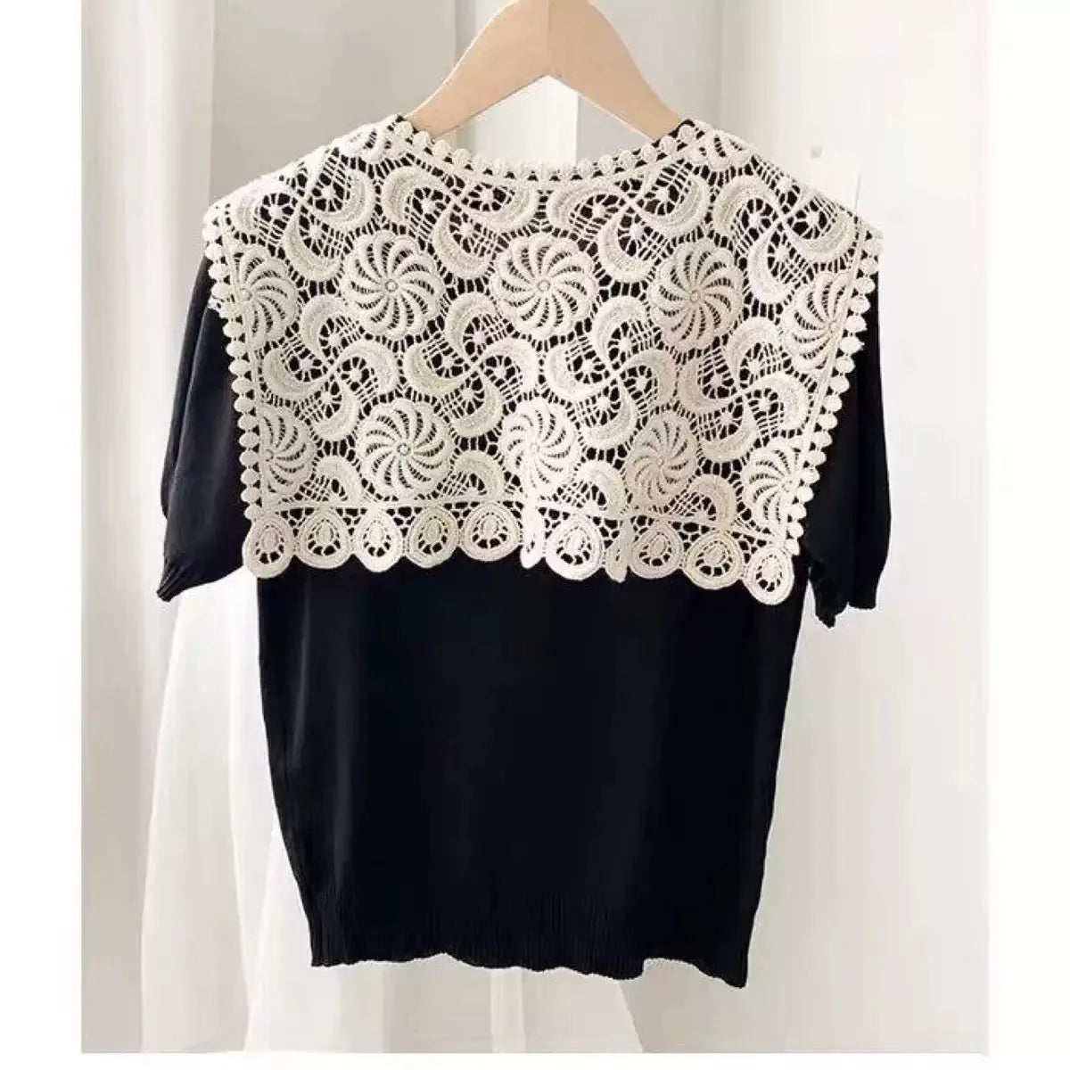 Faux Col Amovible en Dentelle au Crochet pour Femme, Accessoire Châle