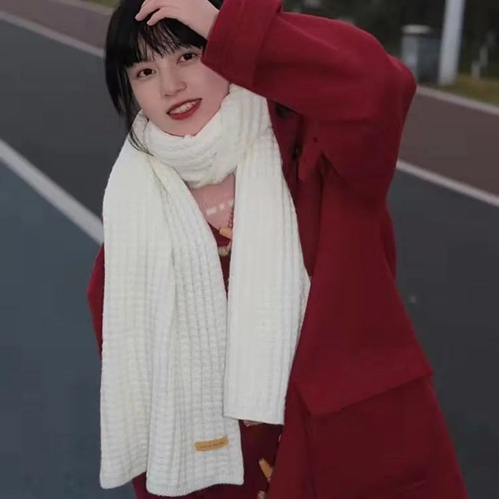 Woolen Knitting Scarf Thick Windproof Thermal Long Shawl Winter Warm For Women
