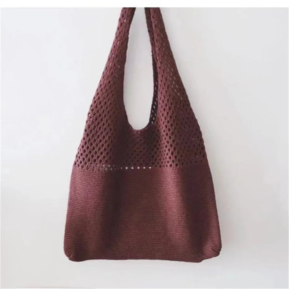 Personalized Knitted Wool Tote Bag Women Custom Embroidered Name Shopping Bag