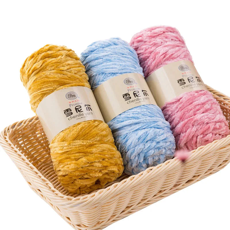 Velvet Polyester Yarn 100g 130m Amigurumi Plush Chenille for Knitting Dolphin