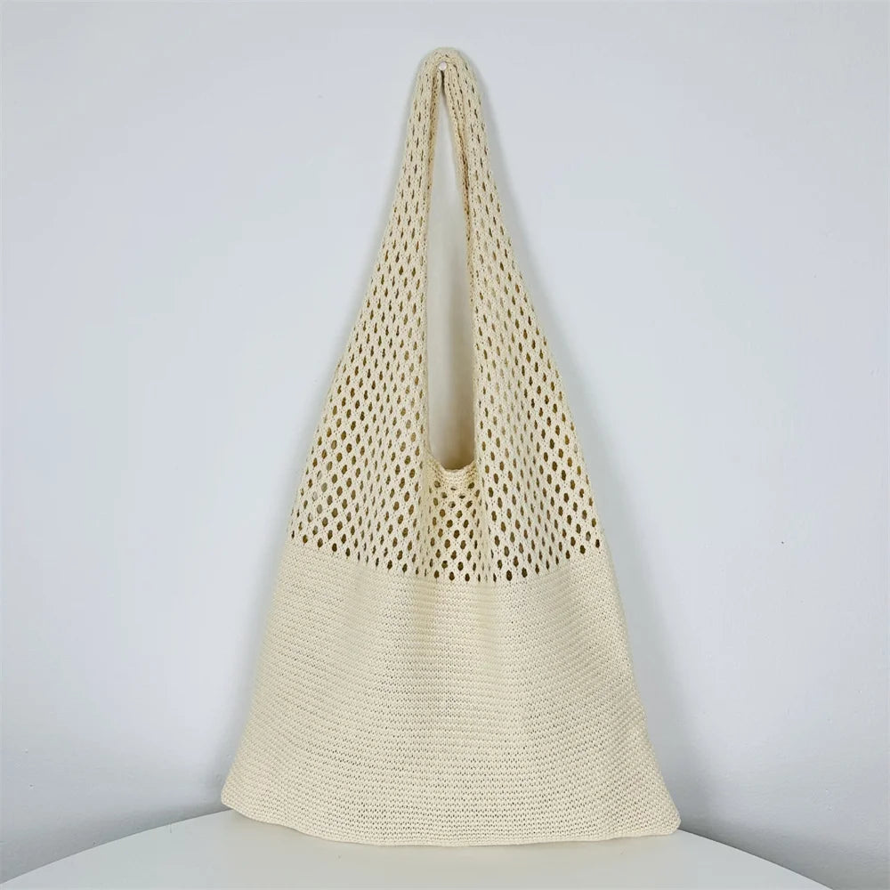 Personalized Knitted Wool Tote Bag Women Custom Embroidered Name Shopping Bag