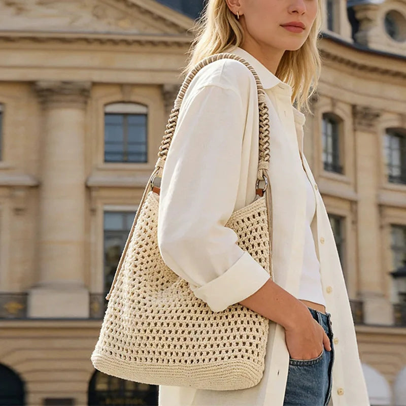Summer 2026 Womens Handwoven Tote Bag Large Capacity Rattan Basket Beach Handbag