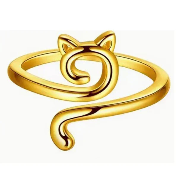 Bague de tension de crochet réglable pour débutants avec motif chat, anneau guide-fil