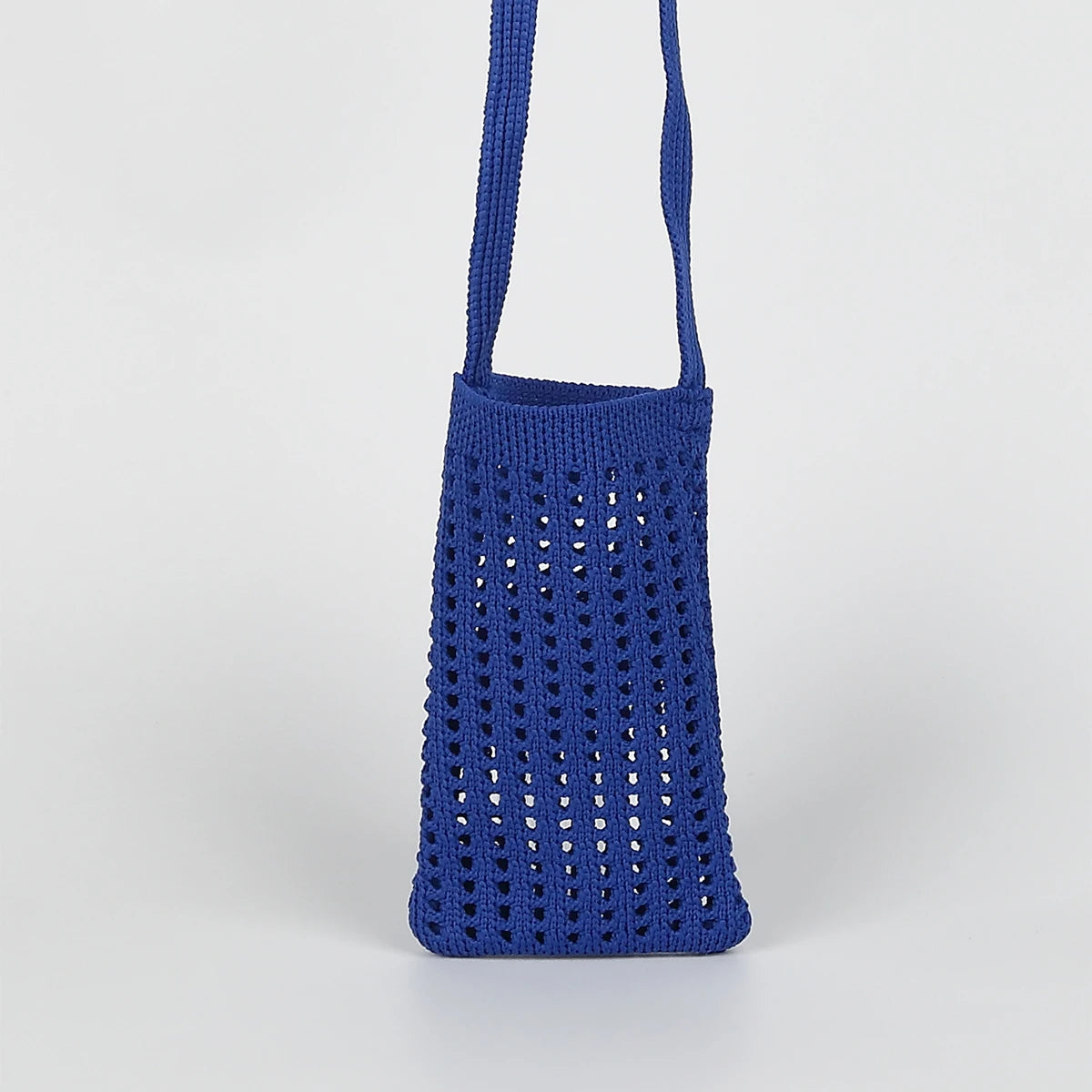 Sac de téléphone pliable en tricot respirant avec découpes, pour femme, porté en bandoulière diagonale