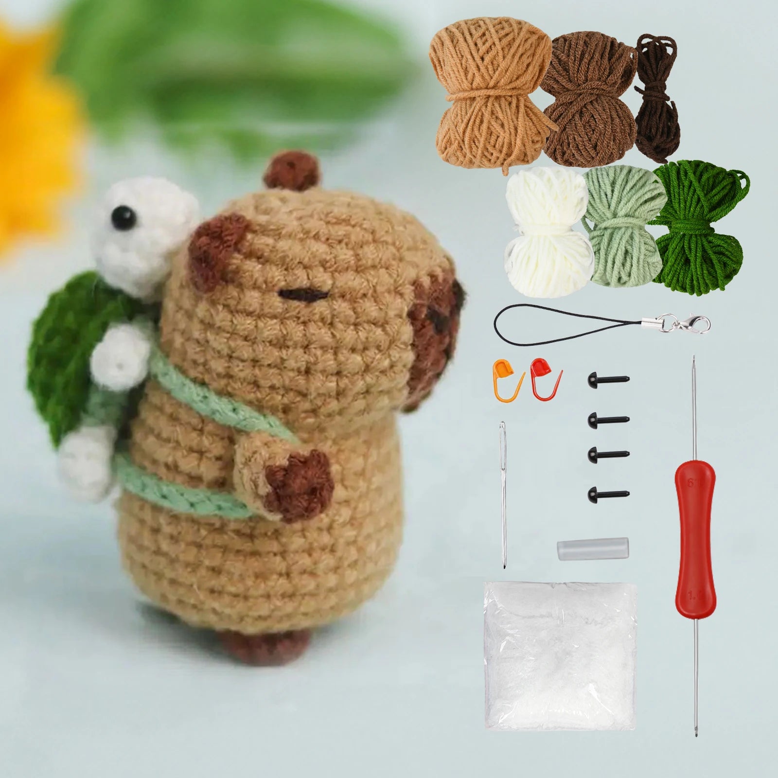 Kit de Crochet Capybara pour Débutants, Ensemble de Crochet Animal Mignon, Cadeau de Noël