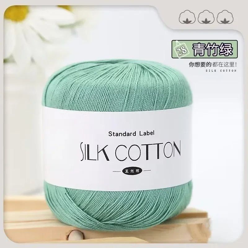 50g Fil à Crochet en Coton Soie Dentelle pour Tricots Bébé Doux Chaud Point de Croix