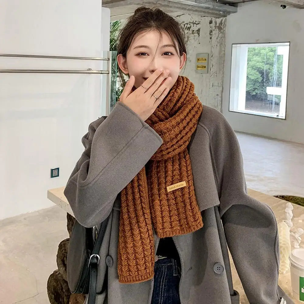 Woolen Knitting Scarf Thick Windproof Thermal Long Shawl Winter Warm For Women