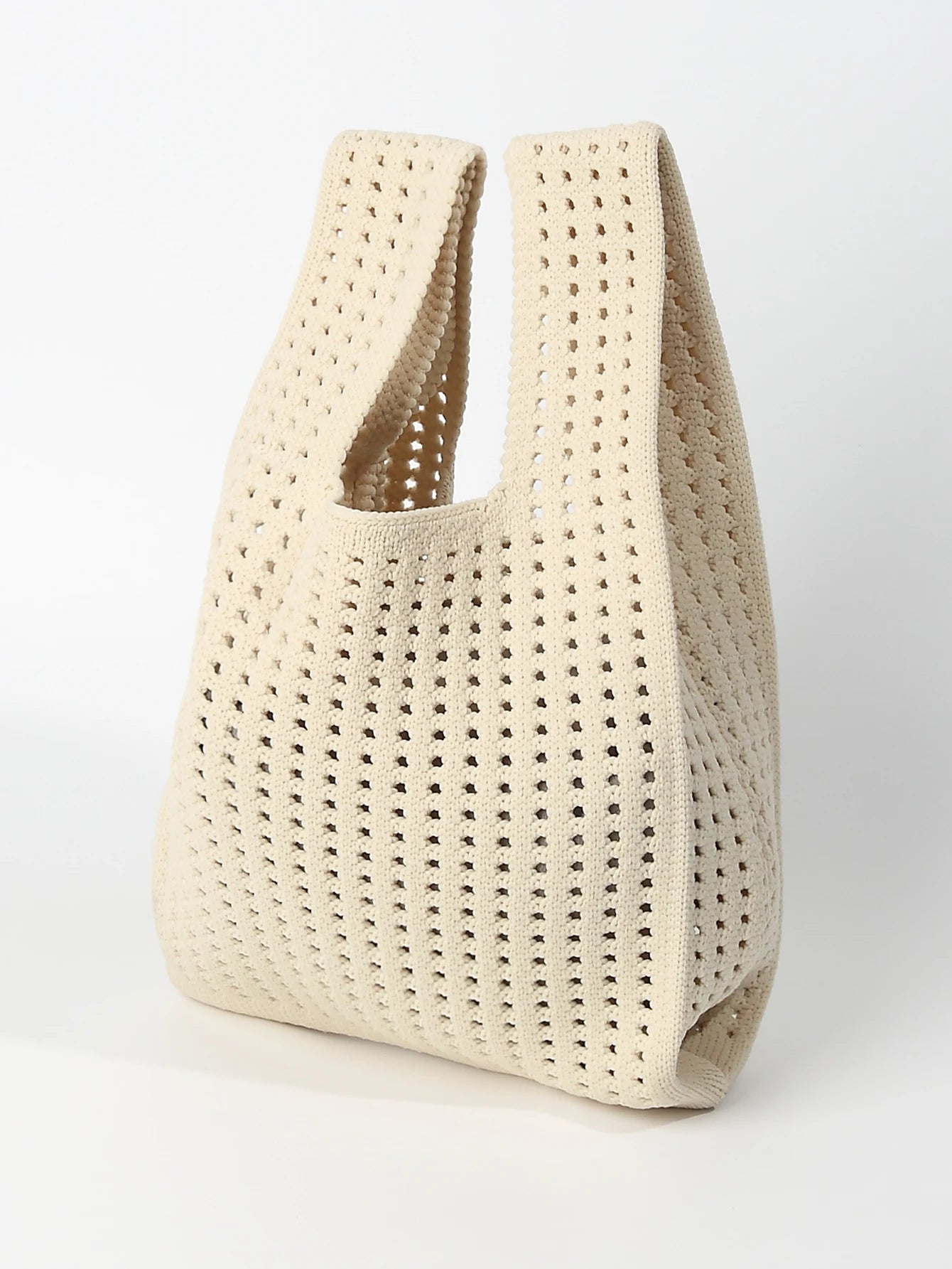 Handmade Knit Handbag Women Mini Shoulder Bag Casual Plaid Stripe Tote