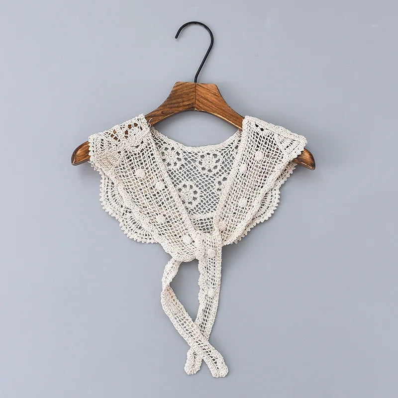 Faux Col Amovible en Dentelle au Crochet pour Femme, Accessoire Châle