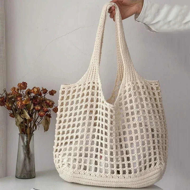 Fashion Crochet Bags For Women Summer Beach Tote Raffia Straw Handbag Boho