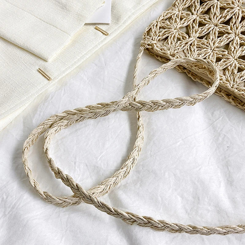 Women Beach Woven Straw Shoulder Messenger Bag Boho Crossbody Macrame Purse