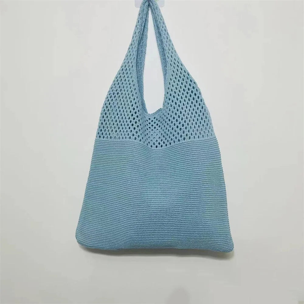 Sac fourre-tout en laine tricoté personnalisé pour femme avec nom brodé, sac de courses