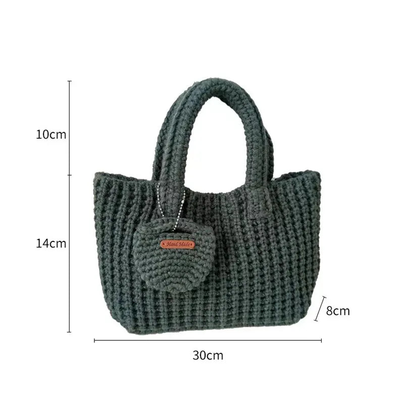 Korean Retro Handmade Crochet Bag New Mini Tote Bag For Women Autumn Winter