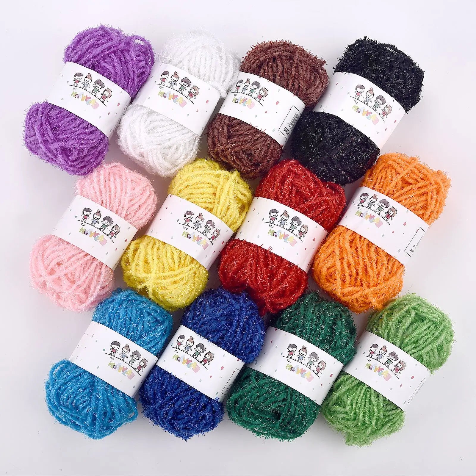 Lot de 12 Pelotes de Fil Acrylique pour Tricot, Crochet et Loisirs Créatifs pour Enfants