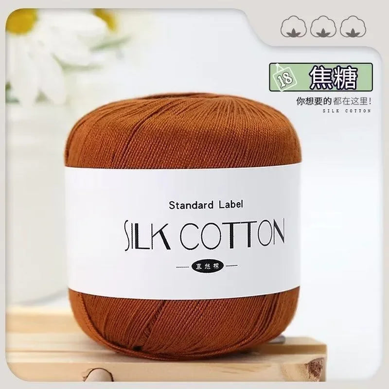 50g Fil à Crochet en Coton Soie Dentelle pour Tricots Bébé Doux Chaud Point de Croix