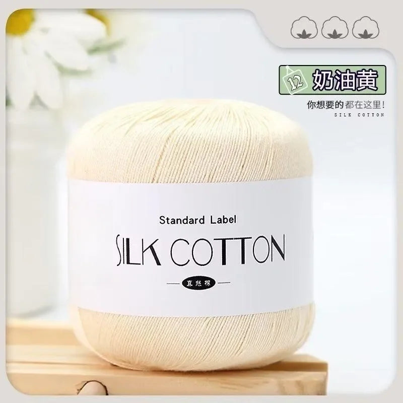 50g Fil à Crochet en Coton Soie Dentelle pour Tricots Bébé Doux Chaud Point de Croix