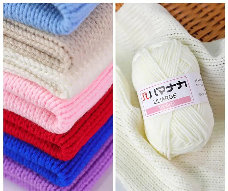 DIY Baby Milk Soft Cotton Wool Yarn For Knitting And Crochet Thick Velvet Fiber