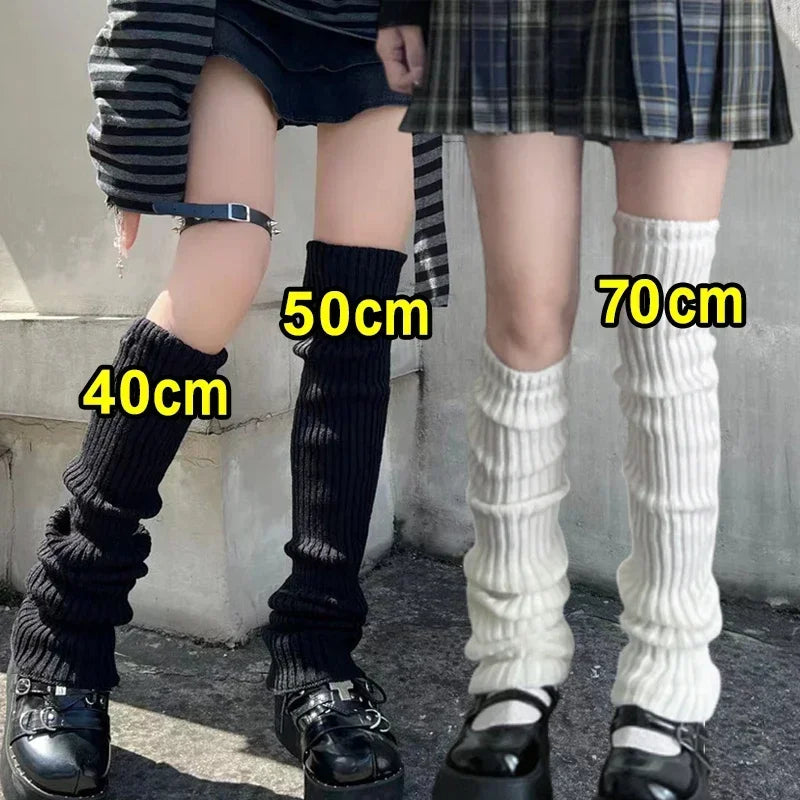 Knitted Lolita Leg Warmers for Women 40 to 70 cm Autumn Winter Crochet Boot Cuffs