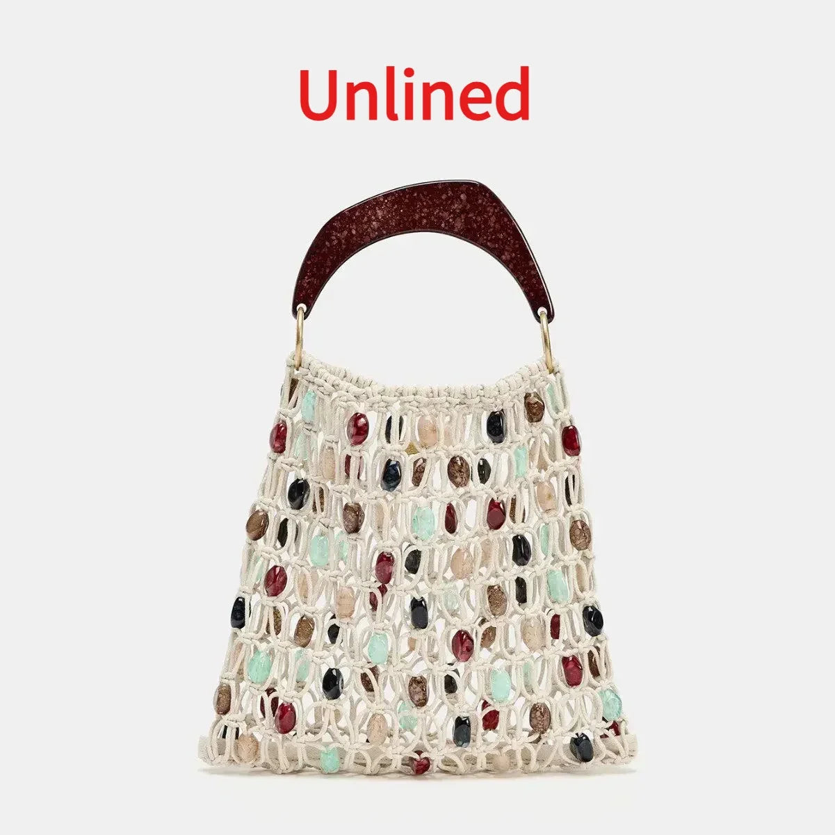 Sac Bohème en Corde au Crochet pour Femme, Sac de Plage Perlé, Sac à Bandoulière Tressé à la Main